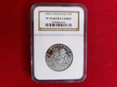 2008-S NGC Graded PF 70 Ultra Cameo Proof 50C Bald Eagle Half-Dollar. USB9JS50 - Image 1 of 2
