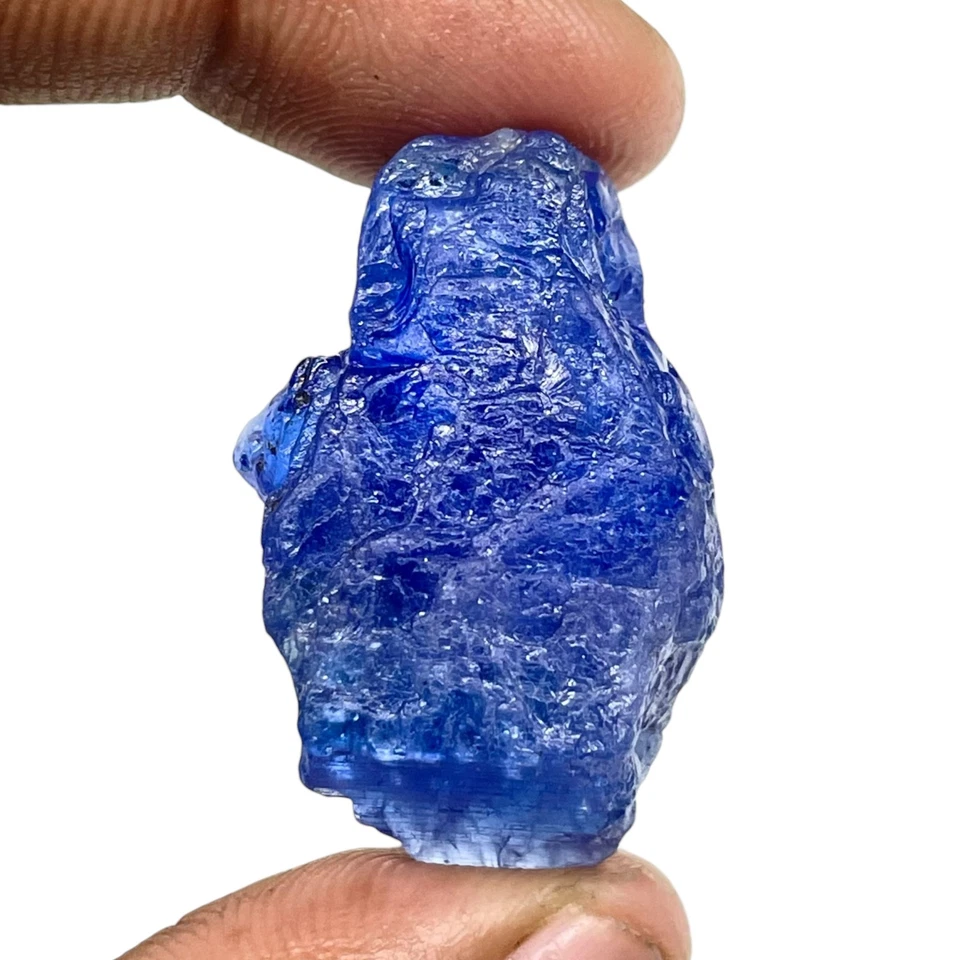 Impresionante piedra preciosa suelta azul vibrante áspera de tanzanita natural de 86,70 quilates certificada Foto 1 de 4