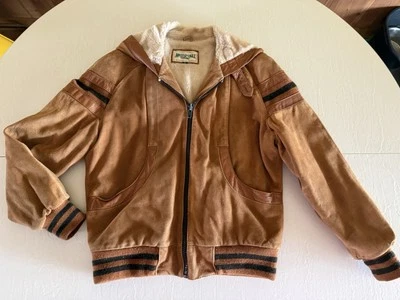 Vintage American Eagle Leather Bomber Jacket With Hood Men’s Size 40  90’s - Image 1 of 4