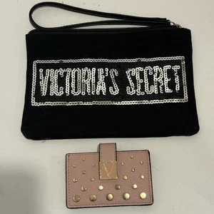 Victoria's Secret Paquete Cartera Acordeón Rosa + Muñequera Negra DAÑADA LEER - Imagen 1 de 7