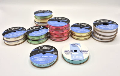 Offray Ribbon Lot Of 20 Spools - Various Style & Colors, 3/8” & 1/8”, New & Used - Image 1 of 4