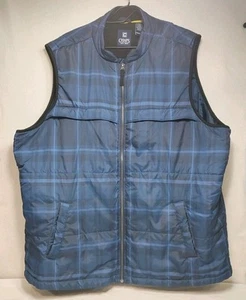 Chaps Ralph Lauren Puffer Vest Men's 2XB Blue Plaid Quilted Full Zip 4 Pockets - Picture 1 of 19