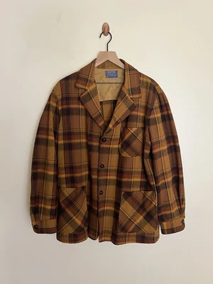 Vintage Pendleton Jacket Mens Large Plaid Wool Outdoors Made USA 60s - Image 1 of 4