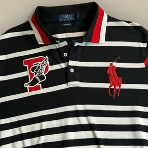 Polo Ralph Lauren Mens P-Wing Logo Polo Shirt Classic Fit Large Black Red White - Picture 1 of 4