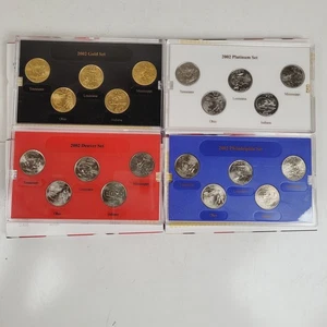 4- 2002 STATE QUARTER GOLD PLATINUM D P EDITIONS 5 COINS SETS LIMITED MINT - Picture 1 of 3