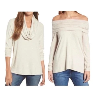 Gibsonlook Cozy Convertible Neckline Tunic Top In Ivory Size XXS - Picture 1 of 12