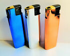 3 x Feuerzeug Gas Feuerzeuge mit Metall Hlle Cover Chrom in Blau Gold Silber
