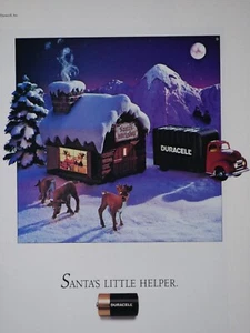 Santa's Little Helper Christmas Vintage Duracell 1989 Original Print Ad 8.5 x 11 - Picture 1 of 7