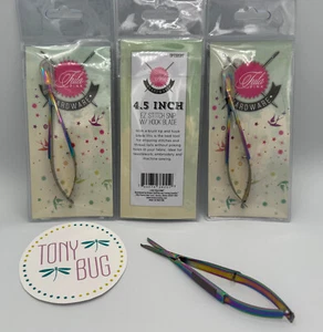 Tula Pink Hardware 4.5 Inch EZ Stitch Snip w/ Hook Blade Stainless Steel Scissor - Picture 1 of 6
