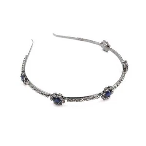 Royal Sapphire Tiara Crown in Blue and Silver | Royalty Crown Party or Bridal Ha - Picture 1 of 3