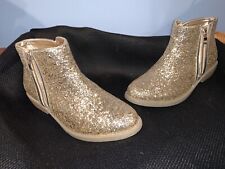 Fab kids girls size 5 gold glitter boots sparkle bootie zip fancy holiday shoes
