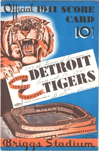 1941 Detroit Tigers Programm vs. St. Louis mit Zeitungsausschnitten EX kostenloser Versand - Bild 1 von 5