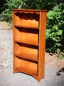 Vintage Solid Maple Bookcase Open Shelving Unit Display Cabinet Bookshelf