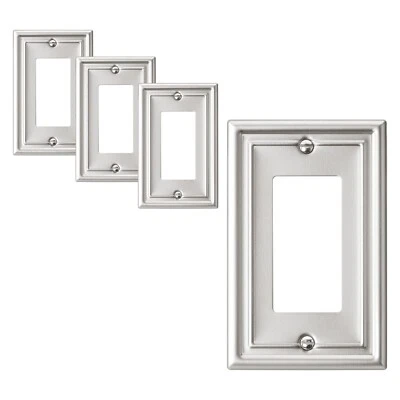 DEWENWILS Brushed Nickel Outlet Covers, 4Packs Metal decorator Wall Plates - Image 1 of 4