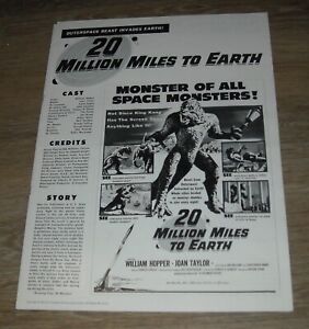 1957 20 MILLION MILES to EARTH PROMO MOVIE PRESSBOOK RAY HARRYHAUSEN JOAN TAYLOR