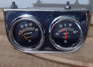 US Gauge Company Two Gauge Cluster Oil Pressure, Ampres - Picture 1 of 5