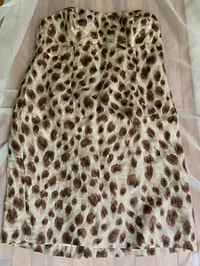 ESCADA LINEN STRAPLESS CORSET SHORT DRESS IN SHIMMERING LEOPARD PRINT 42 10 - Picture 1 of 12