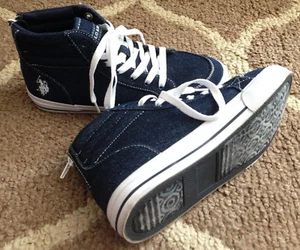 Niñas EE. UU. Polo Assn Jóvenes 6.5 Azul Alto Zapatos Tenis Lona - Imagen 1 de 8