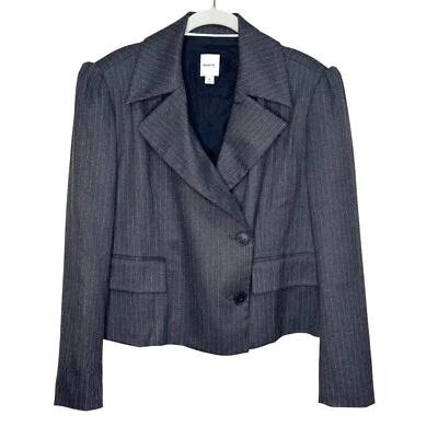 Anthropologie Maeve 80-х Boxy Blazer куртка размер маленький серый в тонкую полоску - Изображение 1 из 4