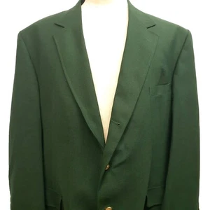VTG 54 L ORVIS Kelly Green Gold Button Hopsack Knit 3 /2 Roll Wool Blend Blazer - Picture 1 of 9