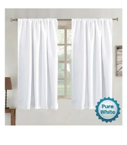 Turquoize Curtains White Curtains 52" W x 63" L Set of 2 See Description - Picture 1 of 5