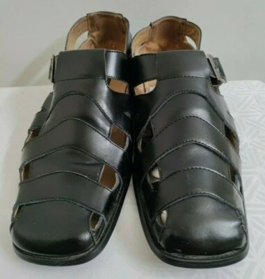 Hombre COLECCIÓN LA MILANO ITALIA SANDALIAS PESCADOR ZAPATOS Cuero Negro Talla 12  Foto 1 de 4