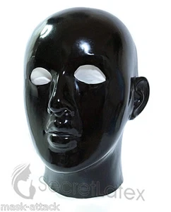 LATEX BLACK RUBBER GUMMI HOOD FULL HEAD GIMP FETISH ANATOMICAL FEMALE MASK - Picture 1 of 7