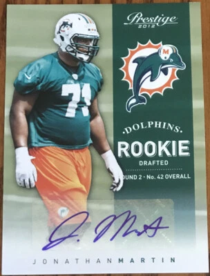 2012 Prestige Rookie Autographs Jonathan Martin #228 Miami Dolphins #’d 030/899 - Image 1 of 2