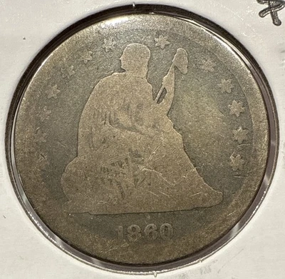 1860 Seated Liberty Quarter 25C Silver U.S. Coin - Image 1 of 4