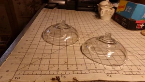 2 Clear Glass Scalloped Edge Candelabra Comport Dishes With Threaded Peg 6" - Picture 1 of 5