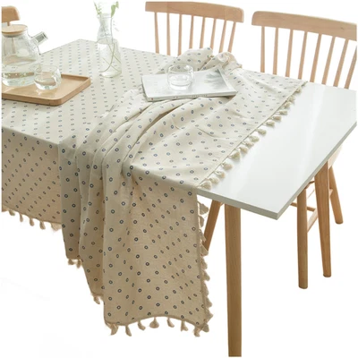 Daisy Print Tablecloth Polyester Cotton Tablecloth Cozy Atmosphere Decor - Image 1 of 4
