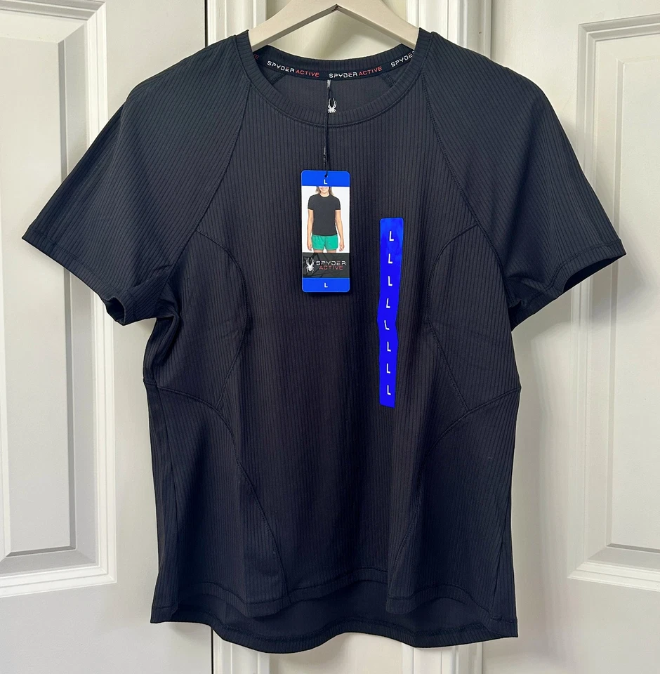 Spyder Women's Active Ribbed Short Sleeve Tee Black Size L