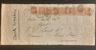 Sellos Victoria 1891 1d marrón X 8 en sobre grande a la bahía de Emu. Ver descripción  Foto 1 de 2