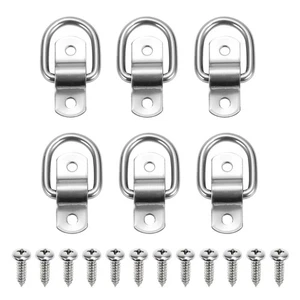 6PCS D-Ring Tie Down Anchors  1/4" Heavy Duty Stainless Steel Trailer Tie Down - Picture 1 of 15