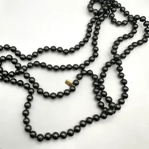 Lauren Ralph Lauren Black Pearl Beaded Necklace LRL Logo Stamped Long Layering - Picture 1 of 10