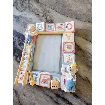 Bloques de marco de fotos de bebé vintage osos de peluche escalera alfabeto regalo baby shower Foto 1 de 4