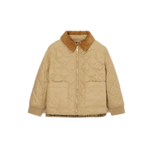 (Kids) Burberry Corduroy Collar Diamond Quilted Jacket Archive Beige - Picture 1 of 2