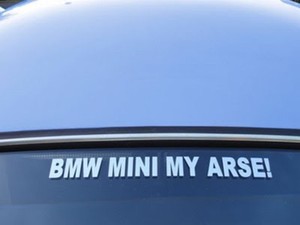 BMW MINI MY ARSE! Lustiger Autoaufkleber für Austin John Cooper S City Clubman