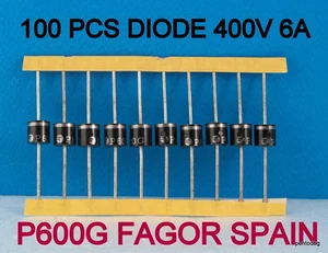 100 PIEZAS DIODO P600G / 6A40 / 400V 6A FAGOR ORIGINAL NUEVO DE LOTE ANTIGUO - Imagen 1 de 7