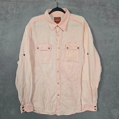 Camisa de lino con botones Tommy Bahama para hombre XL coral bolsillo a presión L/S Foto 1 de 4