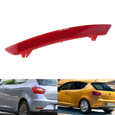 1x Left Side Red Lens Rear Bumper Reflector Cover For Seat Ibiza IV HB 2012-2017 - Image 1 of 4