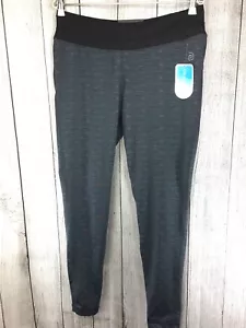 New Be Inspired Tight Fit Performance Quick Dry Leggings Size L Black Gray Teal - Picture 1 of 9