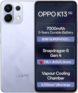 OPPO K13 5G with 7000mAh 80W Carger (Prism Black, 256 GB) Global Version Unlock - Picture 1 of 8
