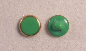 Button Set Glass Apple Green Round Gold 1/2” 12mm 20L Czechia - Picture 1 of 1