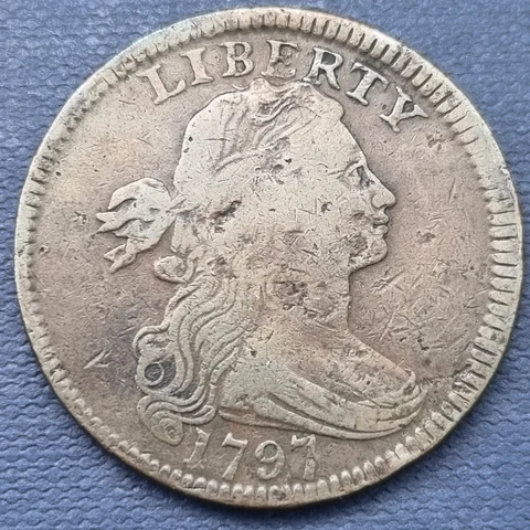 1797 Draped Bust Large Cent 1c Better Grade F - VF Details #56137 Cover