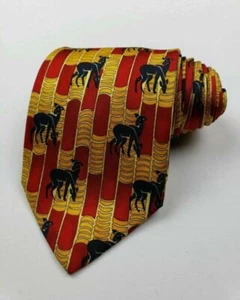 Christian Dior Herren rot/gold Allover Tiermotiv Seidenkrawatte 58" - Bild 1 von 7