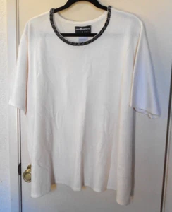 Stg Hafen. Off White/Hellbraun Kurzarm Strick Pullover Oberteil Gr. 3X - Bild 1 von 3