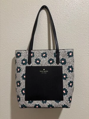 Bolsa tote Kate Spade Saffiano PVC espinha de peixe floral ombro fecho com zíper - Imagem 1 de 4