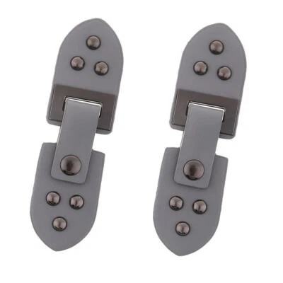 2er Set Lederschnallen mit Karabinerhaken und Ösen für Mäntel / Taschen grau - Bild 1 von 4