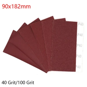 90x182mm Hook and Loop Sanding Sheets Pads 40/100 Grit Red Dry Sandpaper Orbital - Picture 1 of 6